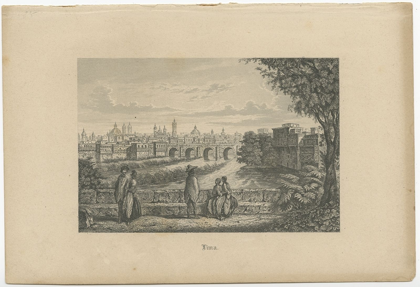 Antique Print Of The City Of Lima (C.1870)