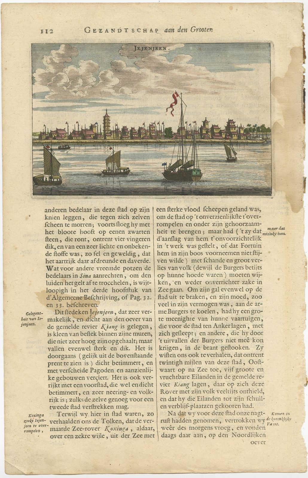Antique Print Of The City Of Jejenjeen By Nieuhof (1665)