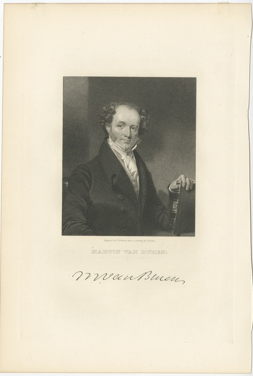 Antique Portrait Of Martin Van Buren By Welch (C.1865)
