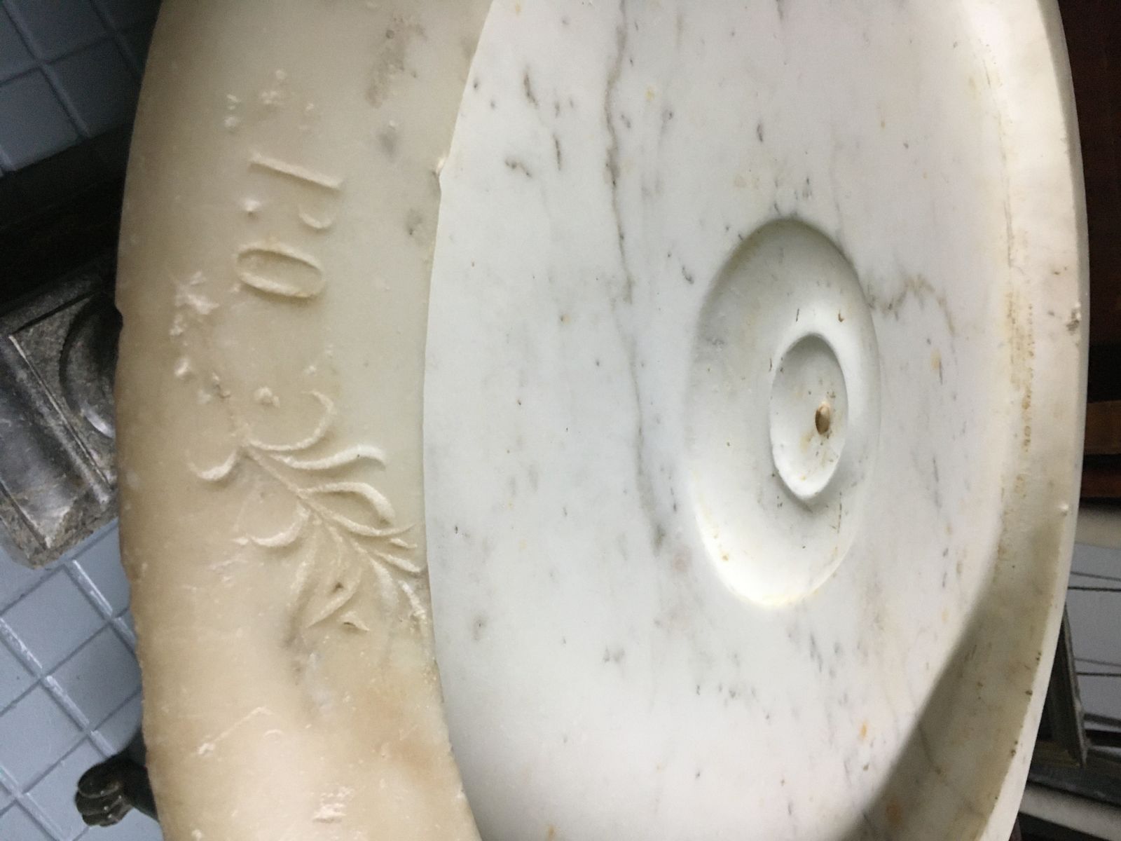 Carrara Marble Fountain With  Its  Gray Sainte Anne Marble Base. French. Circa 1700 Eighteenth Century. photo furniture