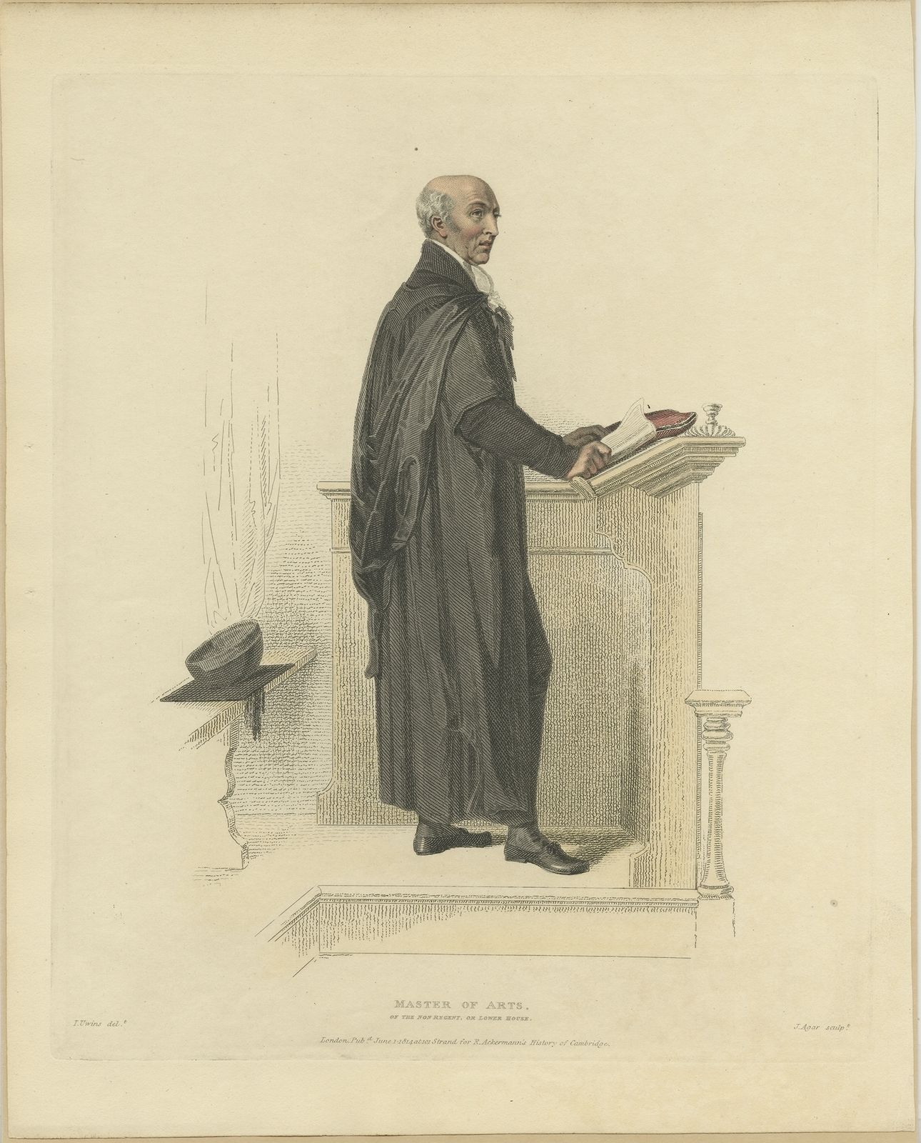 Antique Print Of A Master Of Arts Of The Lower House By Ackermann (1814)