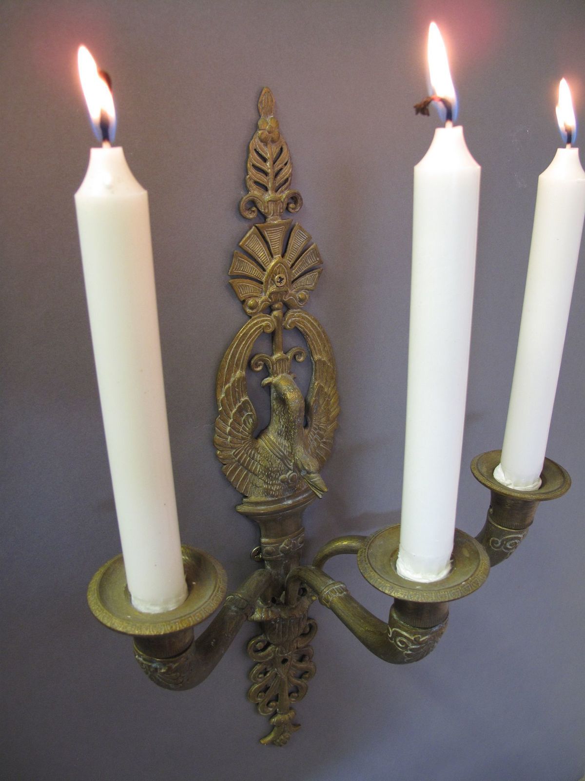 photo furniture Pair Of Empire Style 3 Arm Wall Lights, Ca 1880