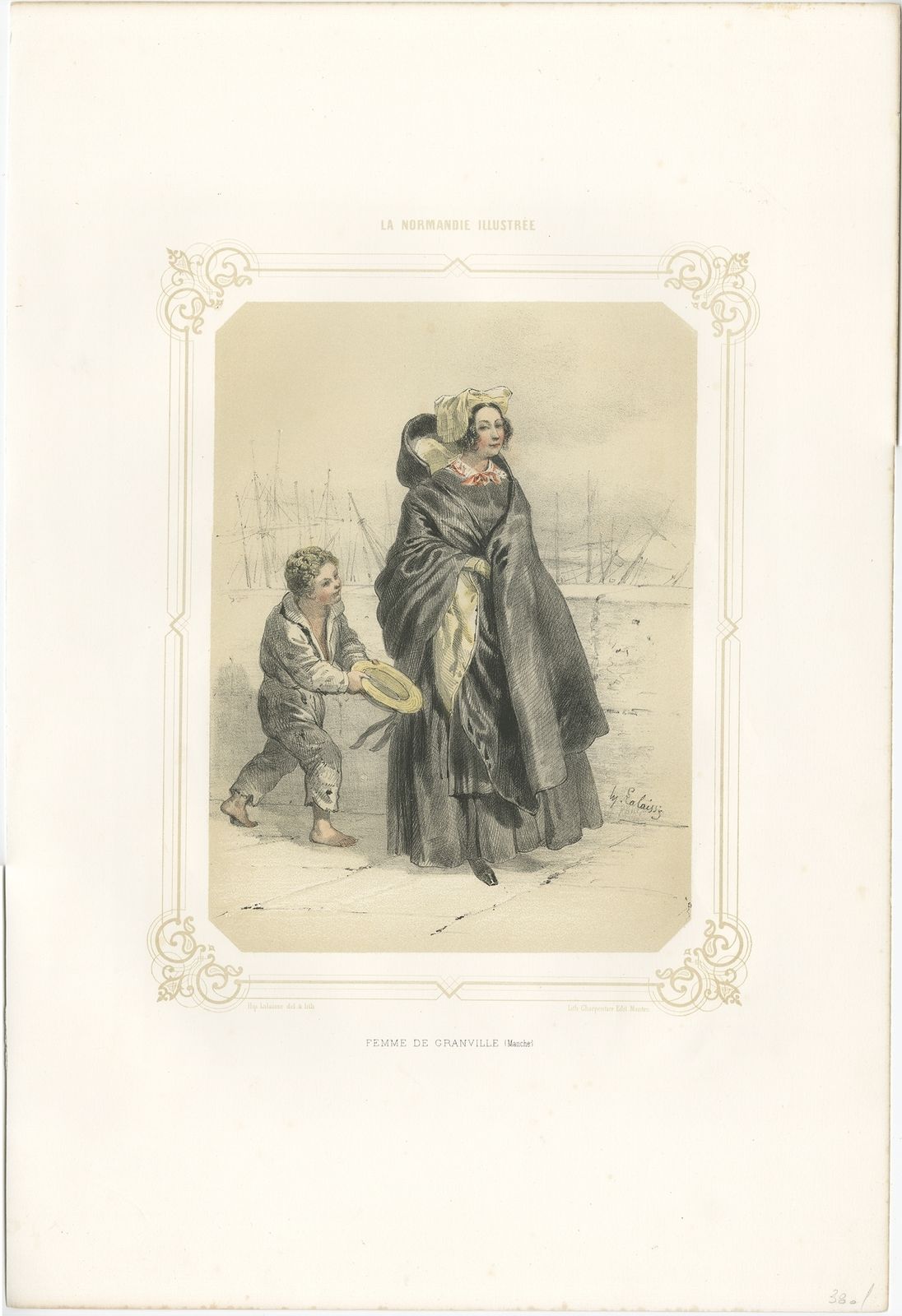 Antique Print Of A Woman From Granville By Charpentier (1852)