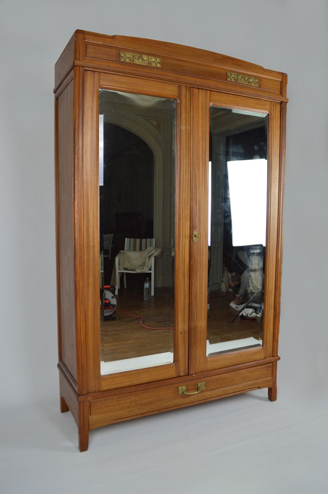 10800.0 French Art Nouveau Mahogany Clematis Bedroom Set By Mathieu Gallerey, Circa 1920 photo