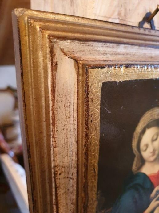 Wooden Fresco With Religious Motifs, Mother With Child photo for sale