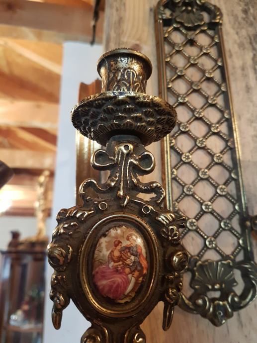 Brass Hand Painted Wall Candle Holders photo vinterior