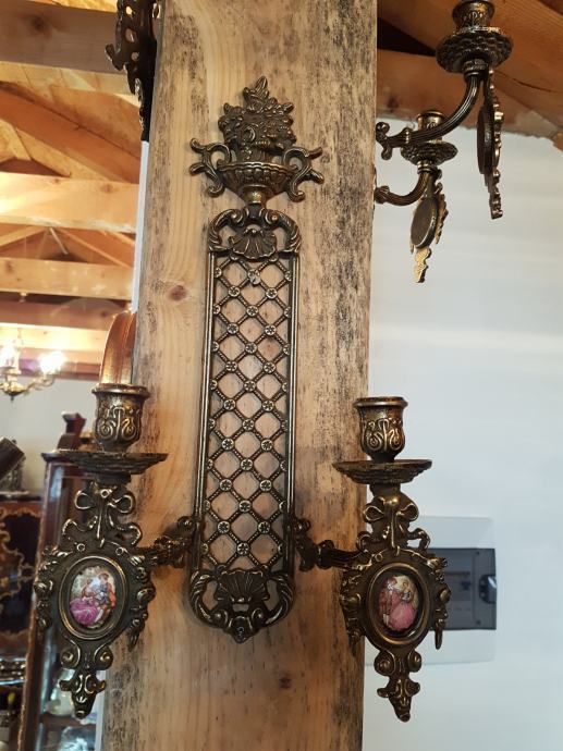 photo for sale Brass Hand Painted Wall Candle Holders