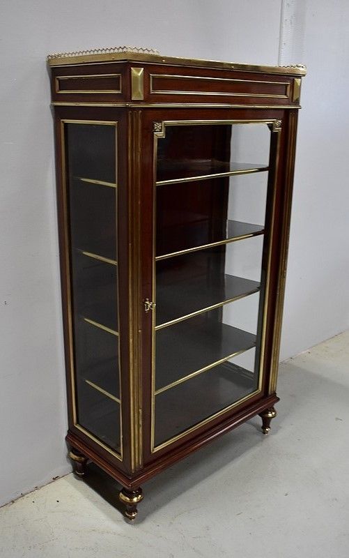 Small Showcase Mahogany Solid And Plated, Louis XVI Style   Late Nineteenth