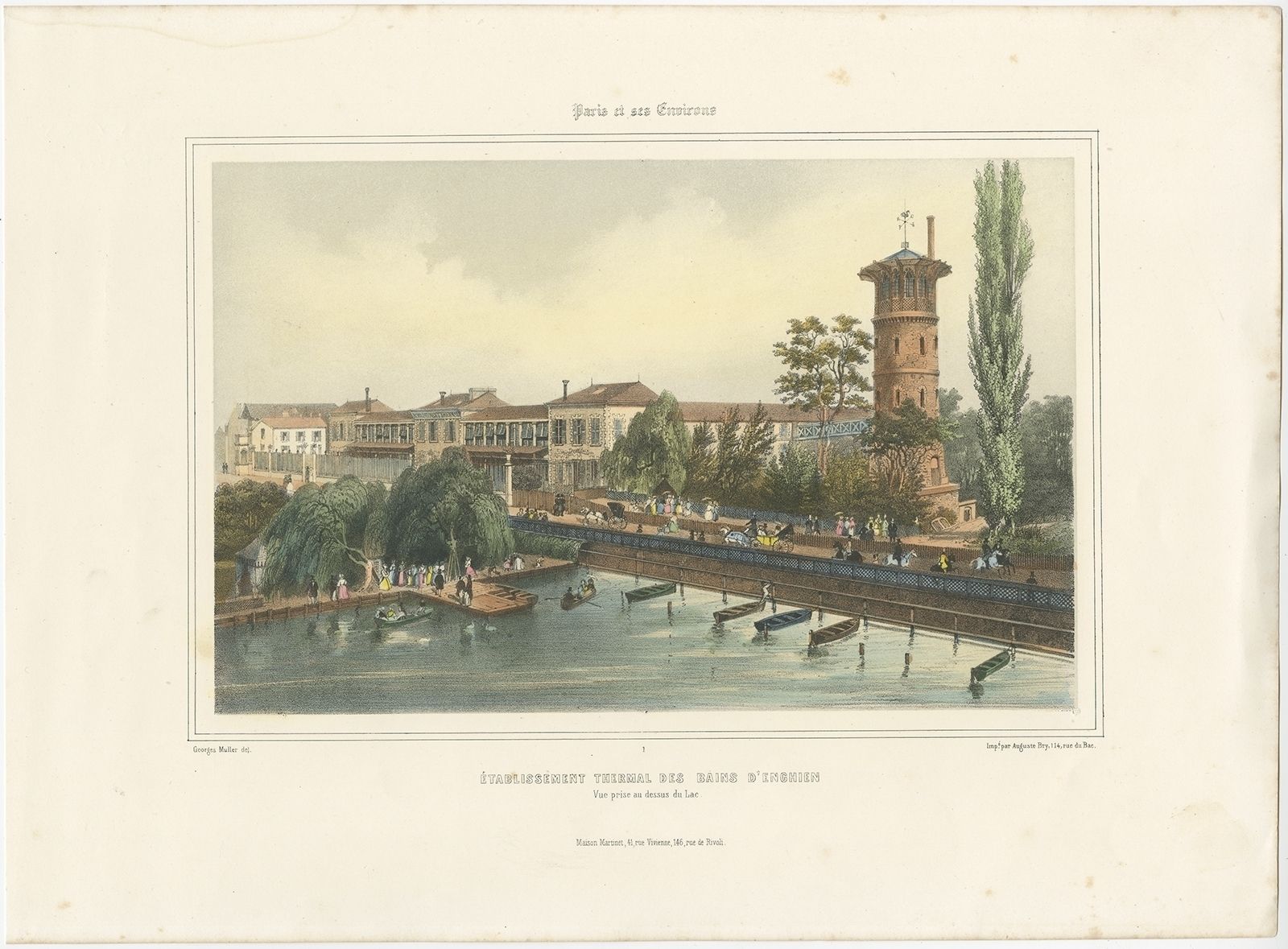 Antique Print Of Enghien Les Bains By Bry (1856)