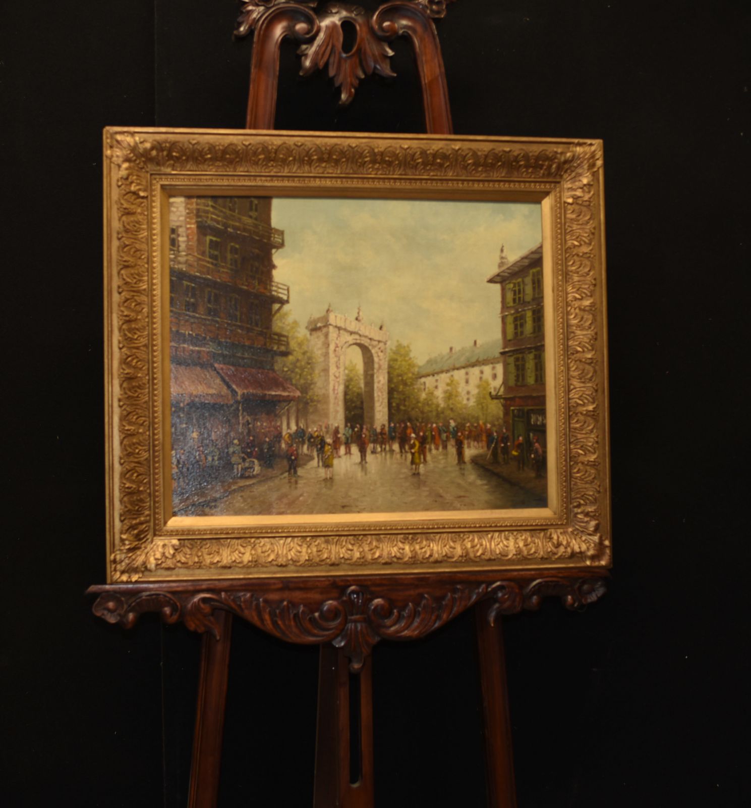 1350.0 Italian Oil Painting Triumphal Arch Cityscape Signed Rome photo