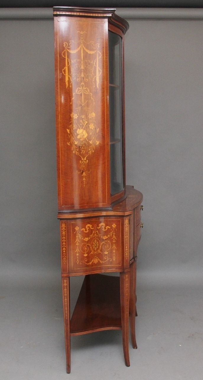19th Century Inlaid Mahogany Display Cabinet photo vintage