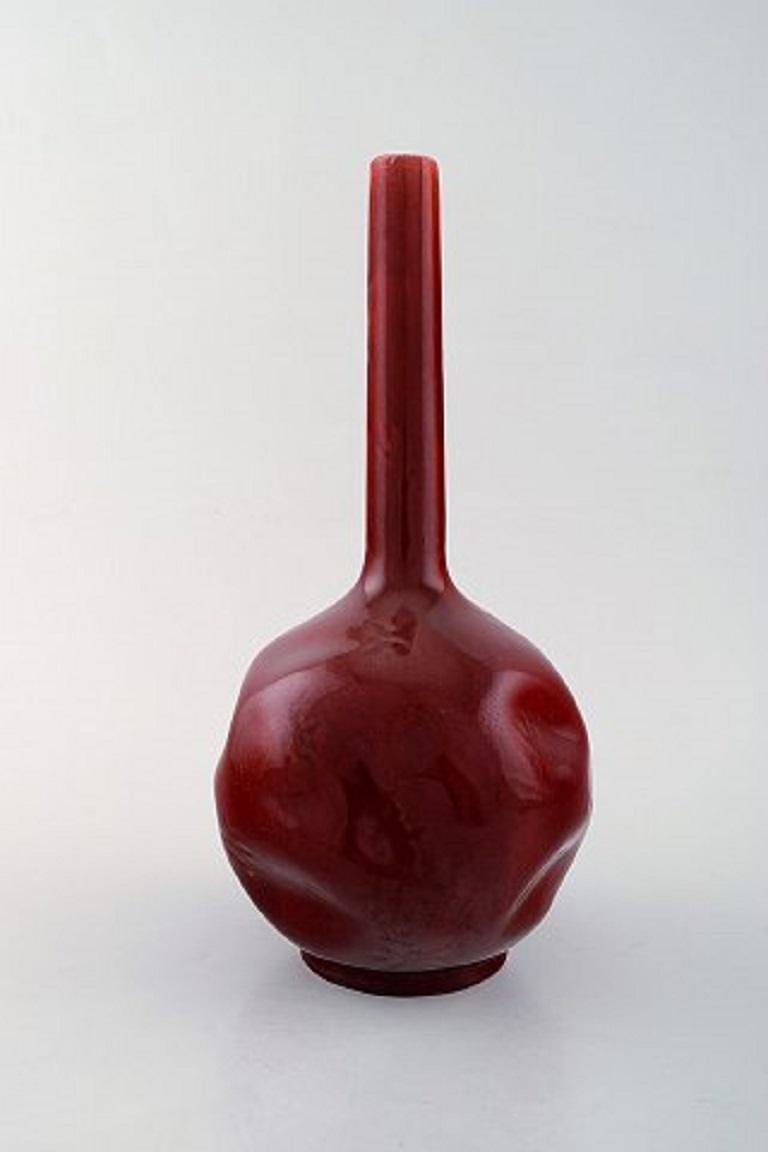 Rörstrand, Sweden, Early Vase With Narrow Neck In Glazed Faience, Circa 1900 photo furniture