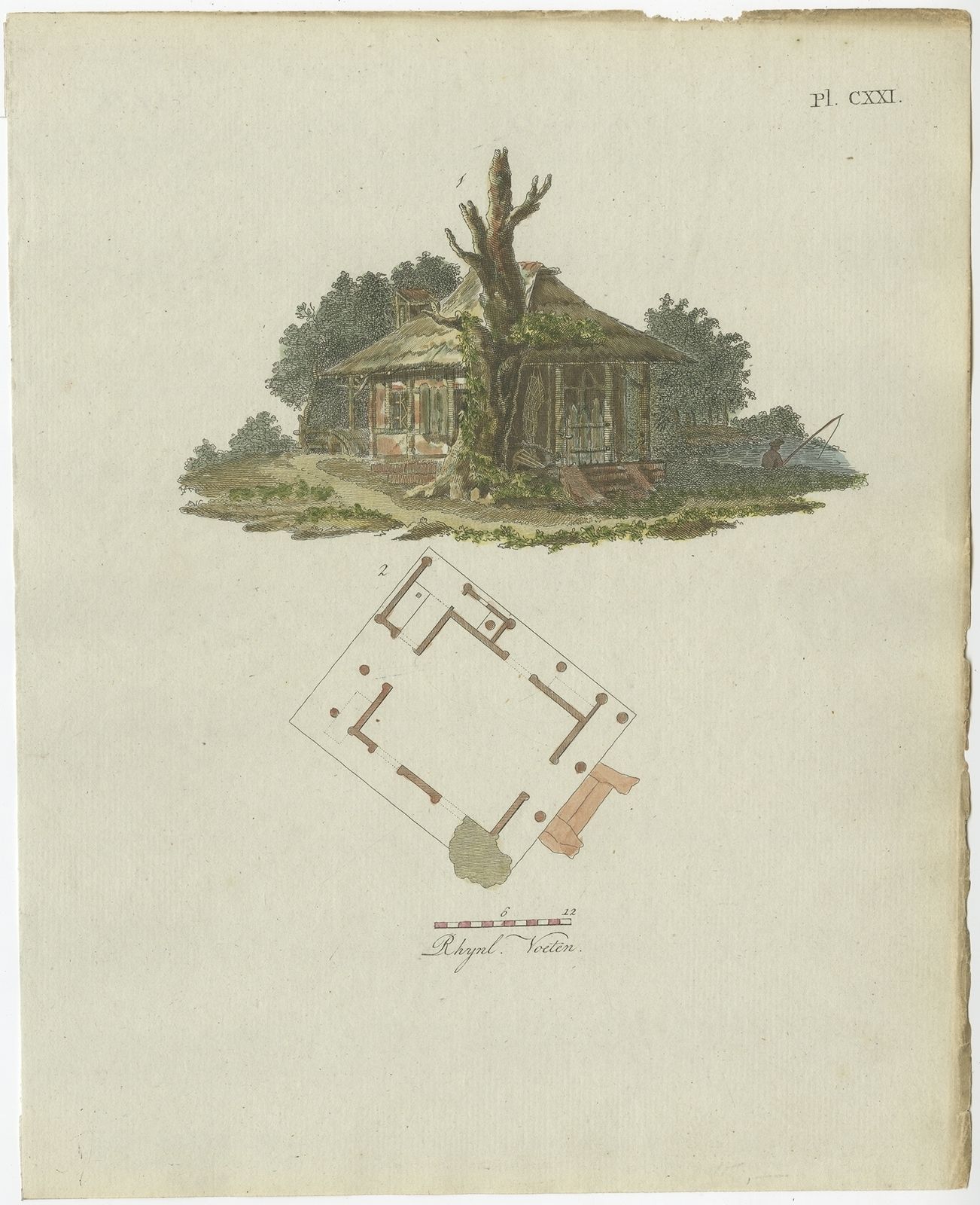 Pl. 121 Antique Print Of Garden Architecture By Van Laar (1802)