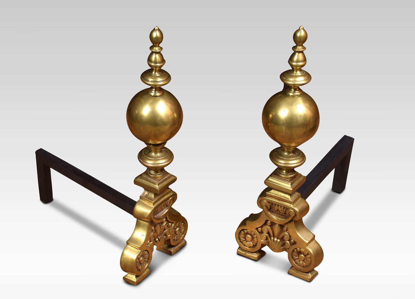 Large Pair Of Dutch Baroque Style Brass Fire Dogs photo furniture