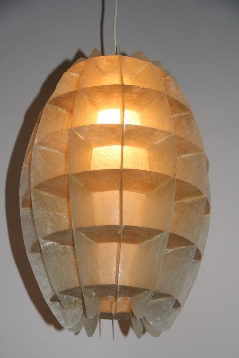 French Chandelier Oval 1960s In Beige Resin Like A Maze Verner Panton Style photo furniture