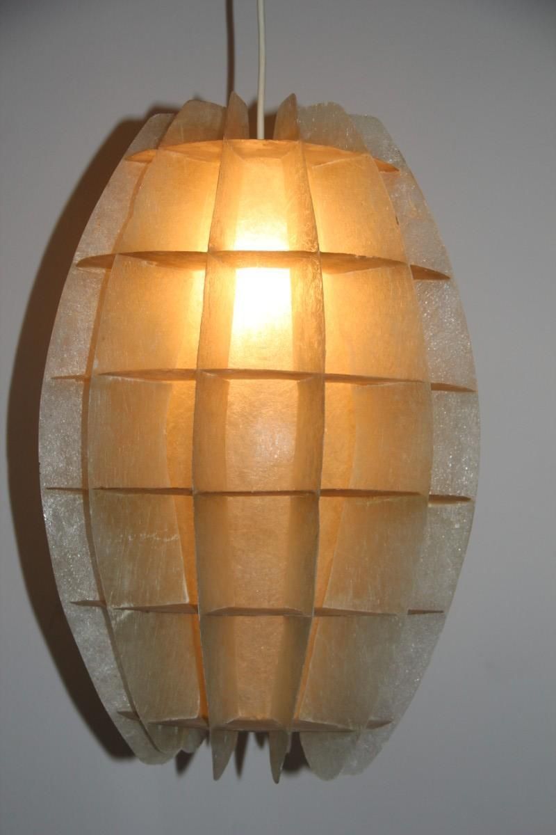French Chandelier Oval 1960s In Beige Resin Like A Maze Verner Panton Style photo for sale