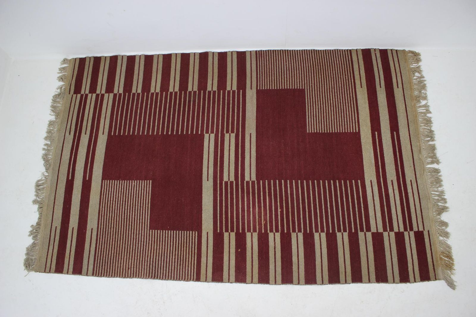 Original Rare Modernist Abstract Geometric Carpet By Antonín Kybal   1948