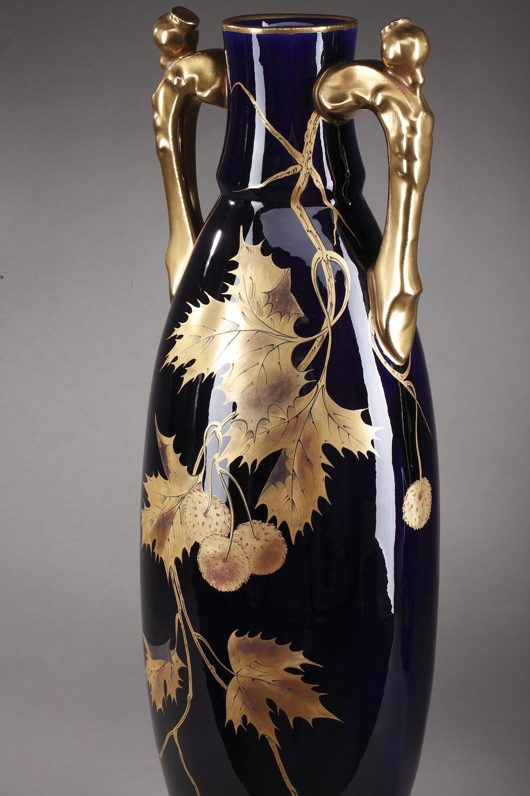 Vases en céramique bleue Gustave Asch photo for sale
