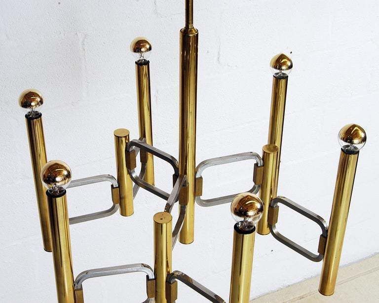 Lighting 1960s Italian Modernist Brass And Chrome Ceiling Lamp By Profili Industria Lampadari Spa 'Modulo Collection' photo