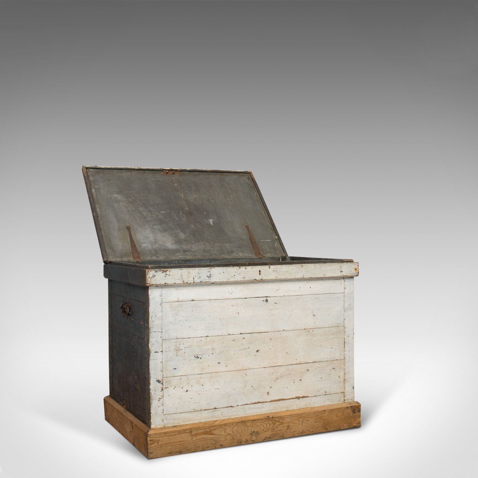 Antique Travel Trunk, English, Pine, Zinc Lined, Carriage Chest, Victorian