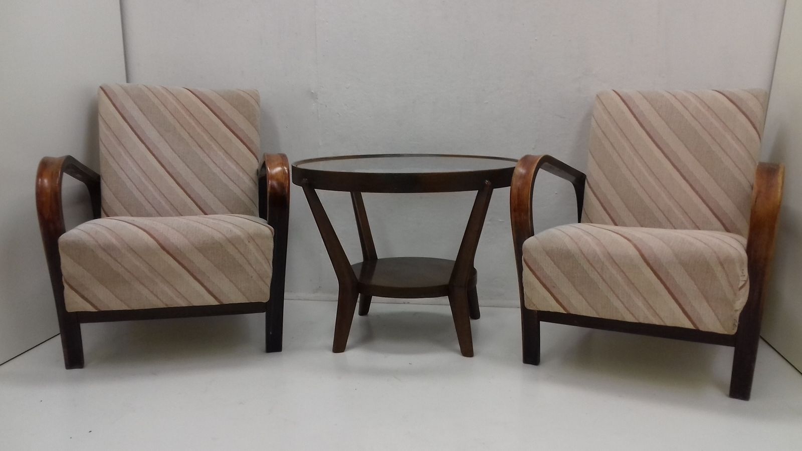 Set Of Two Armchairs With Coffee Table Designed By Karel Koželka & Antonín Kropáček, 1940´S.
