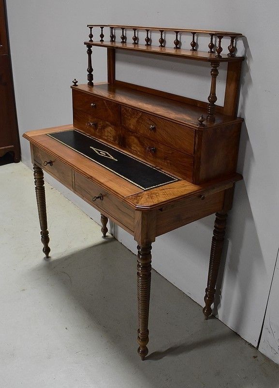 Small Tiered Walnut Desk, Louis Philippe Period, 2nd Part Of 19th photo for sale