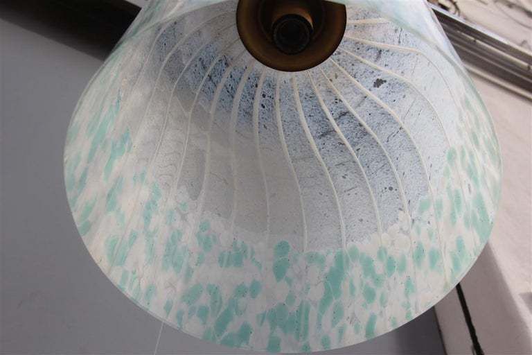 Round Bell Ceiling Lamp Vistosi Murrina Murano 1960 Brass Satin Heavenly White photo vintage