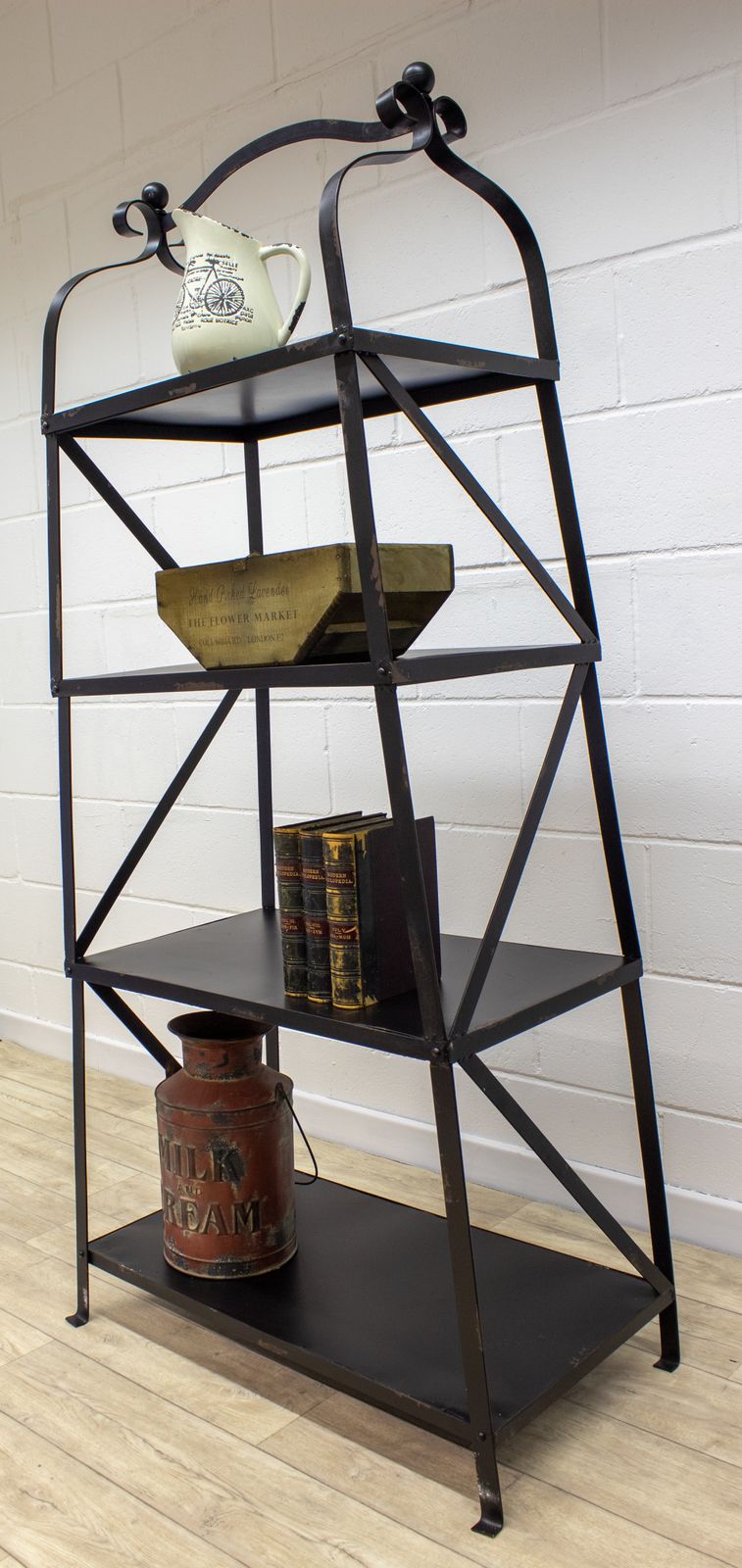 Black Industrial Style Shabby Chic Metal Freestanding Shelf Unit photo for sale