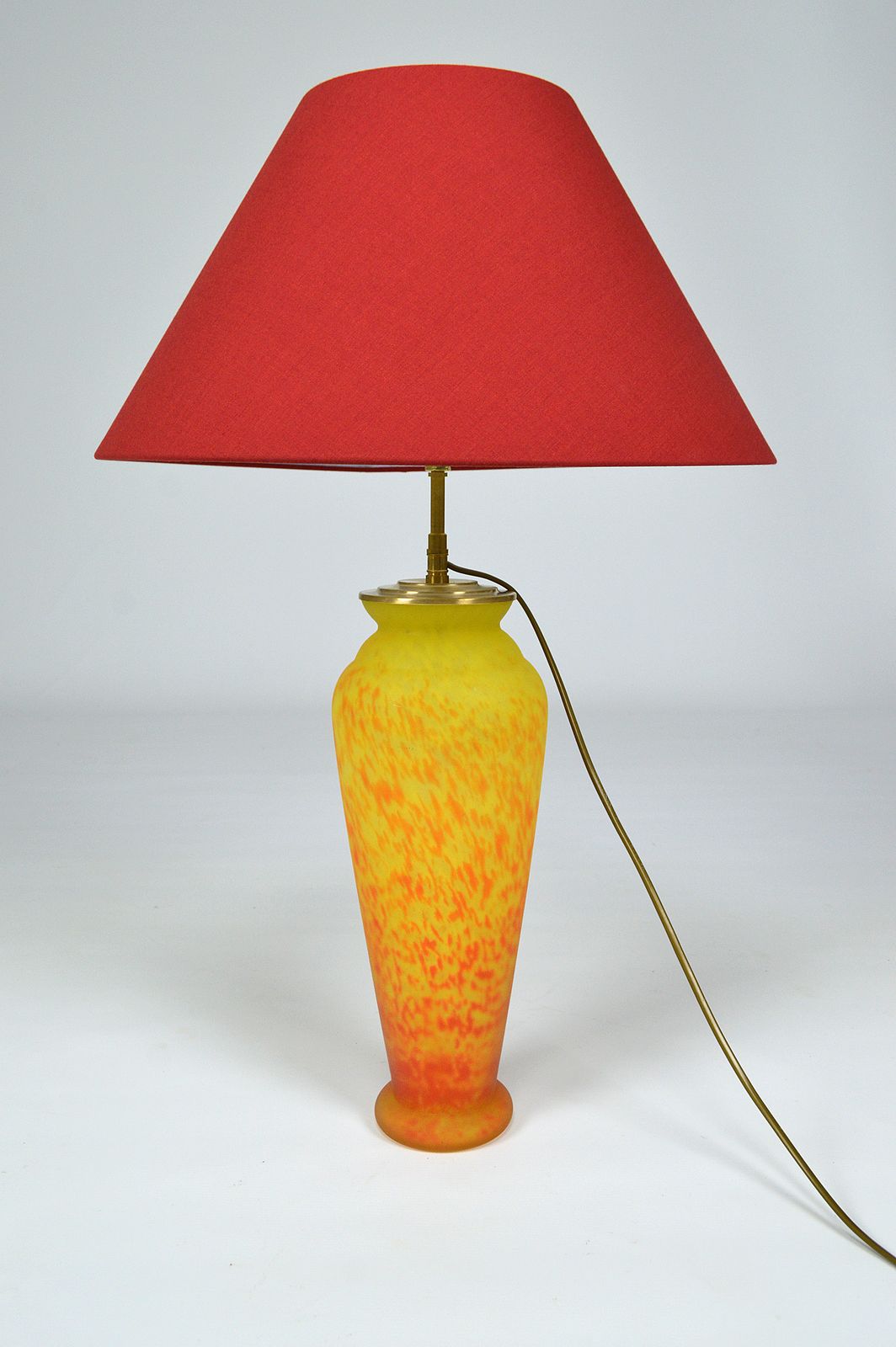 Art Nouveau Style, Art Glass Vase Mounted As Lamp photo Lighting
