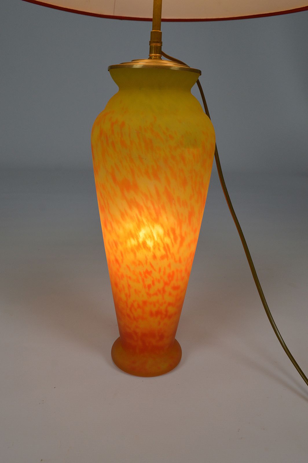 Art Nouveau Style, Art Glass Vase Mounted As Lamp photo 780.0