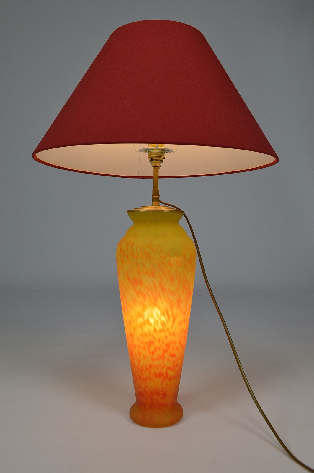 Art Nouveau Style, Art Glass Vase Mounted As Lamp photo vinterior