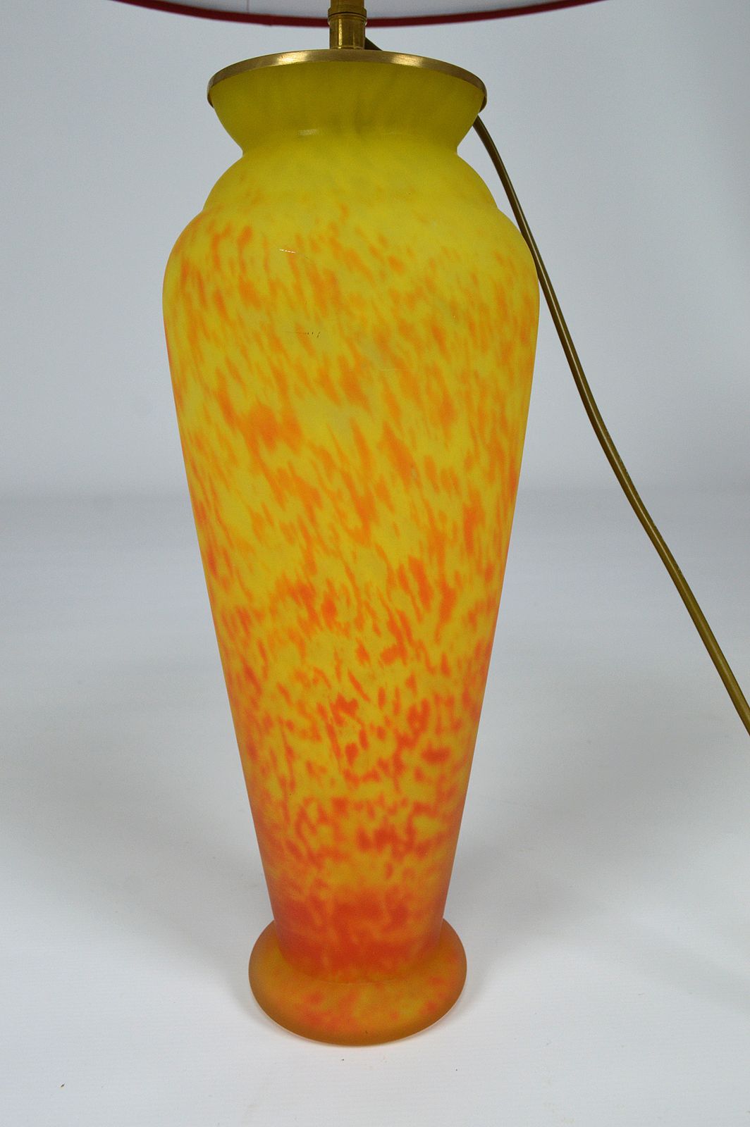 780.0 Art Nouveau Style, Art Glass Vase Mounted As Lamp photo
