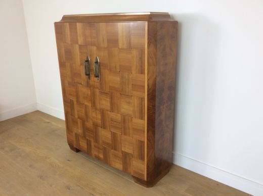 Masion Dominique Art Deco Cabinet With Parquetry Walnut Doors photo for sale