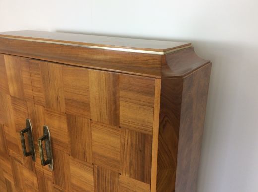 Masion Dominique Art Deco Cabinet With Parquetry Walnut Doors photo vintage