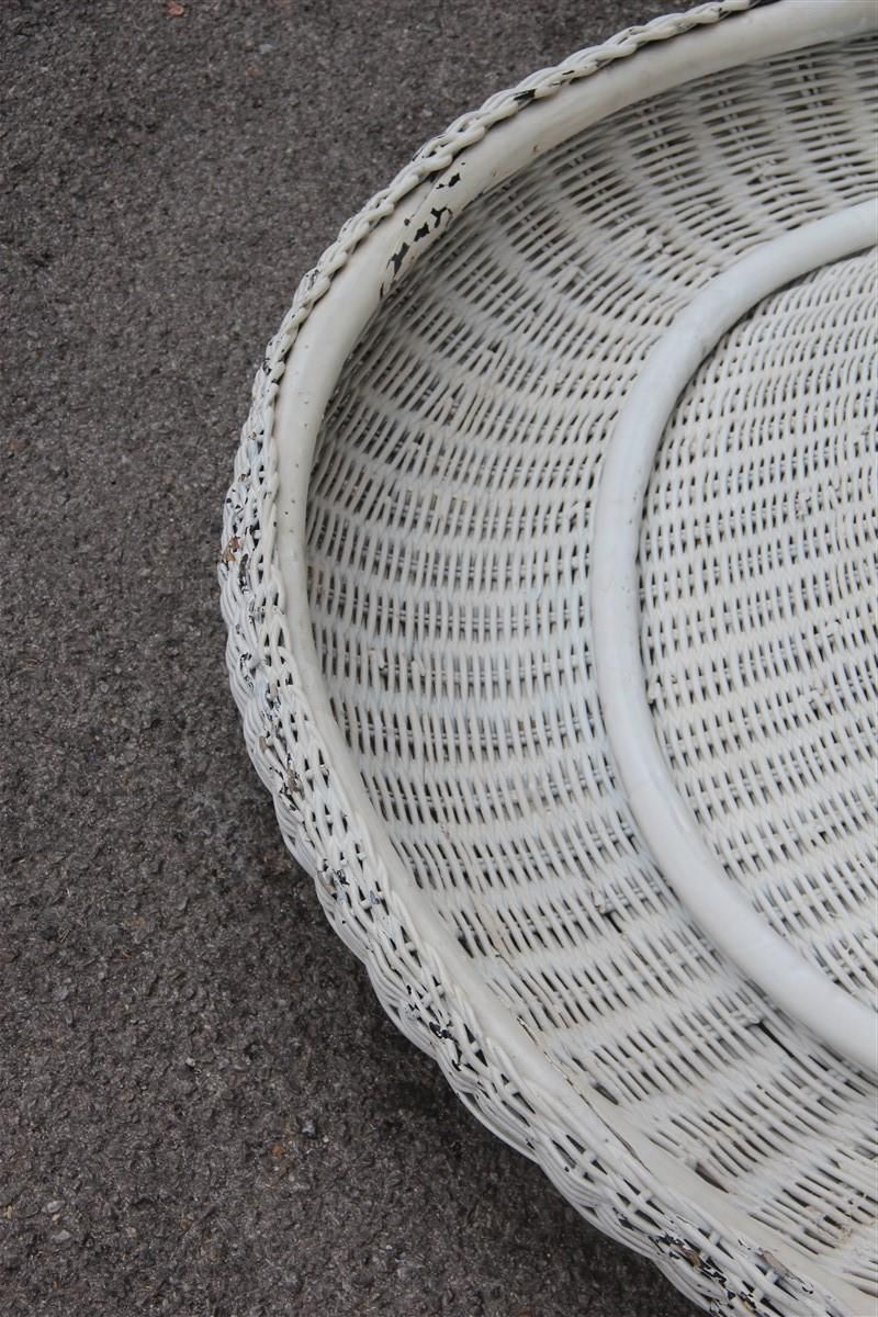 Midcentury Italian Design Bamboo Armchair White Franco Albini Attributed, 1950 photo vinterior