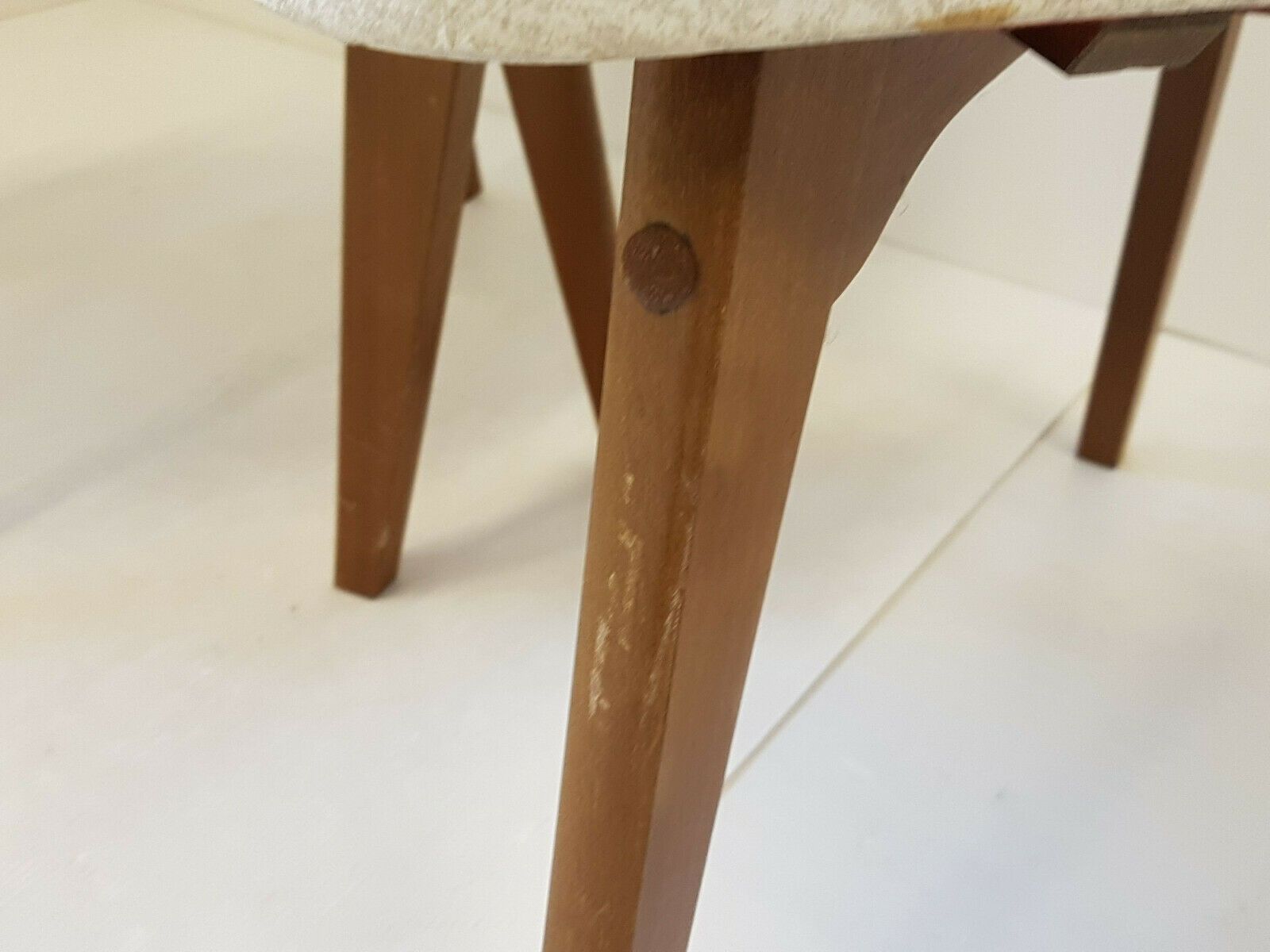 photo for sale Suite Of 3 Chairs Vintage Wood & Skai 1950 Vintage 50s