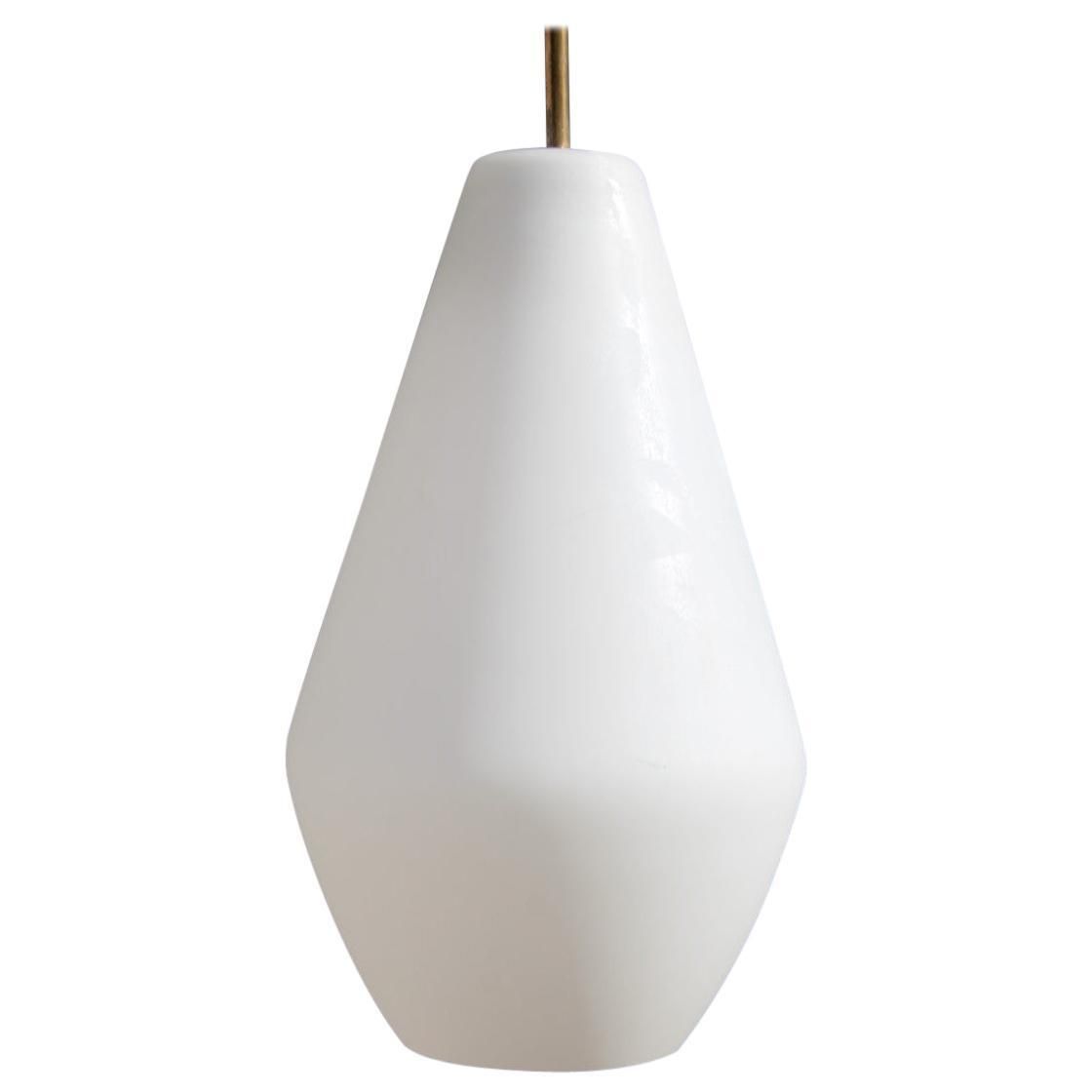 Midcentury Italian Lantern Italian Design Round White Glass Brass 1950 Stilnovo