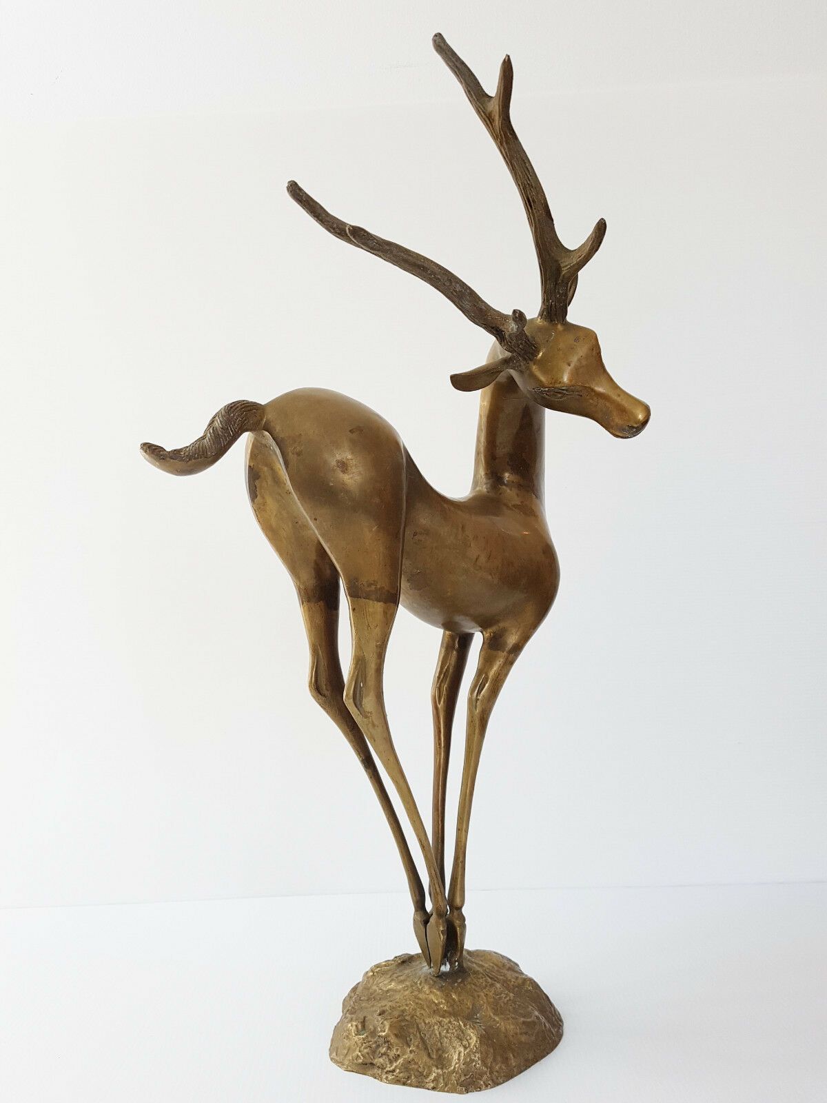 Opvallend Decoratief Hert/Antilope Figuur In Danspositie, Uitgevoerd In Goudkleurig Messing. Vintage, Ca. Jaren 1970. photo vintage
