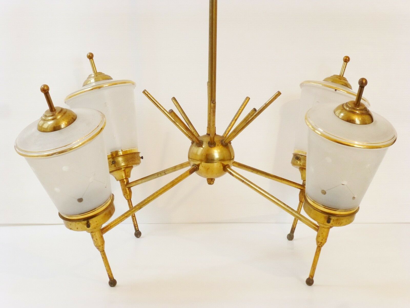 Important Chandelier Sputnik 1950 Vintage French Atomic 50's Chandelier