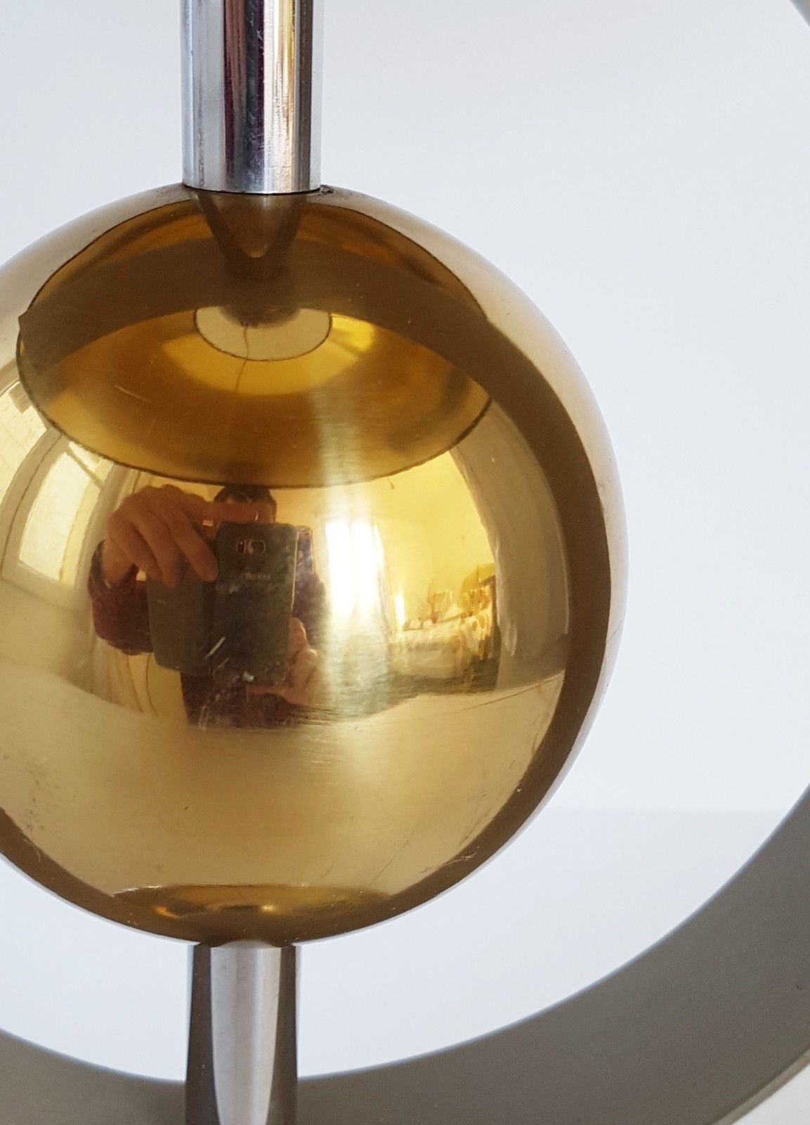 Tres Chic Table Lamp Golden Steel Ball 1970 Vintage 70s 70s Years 7 photo vinterior