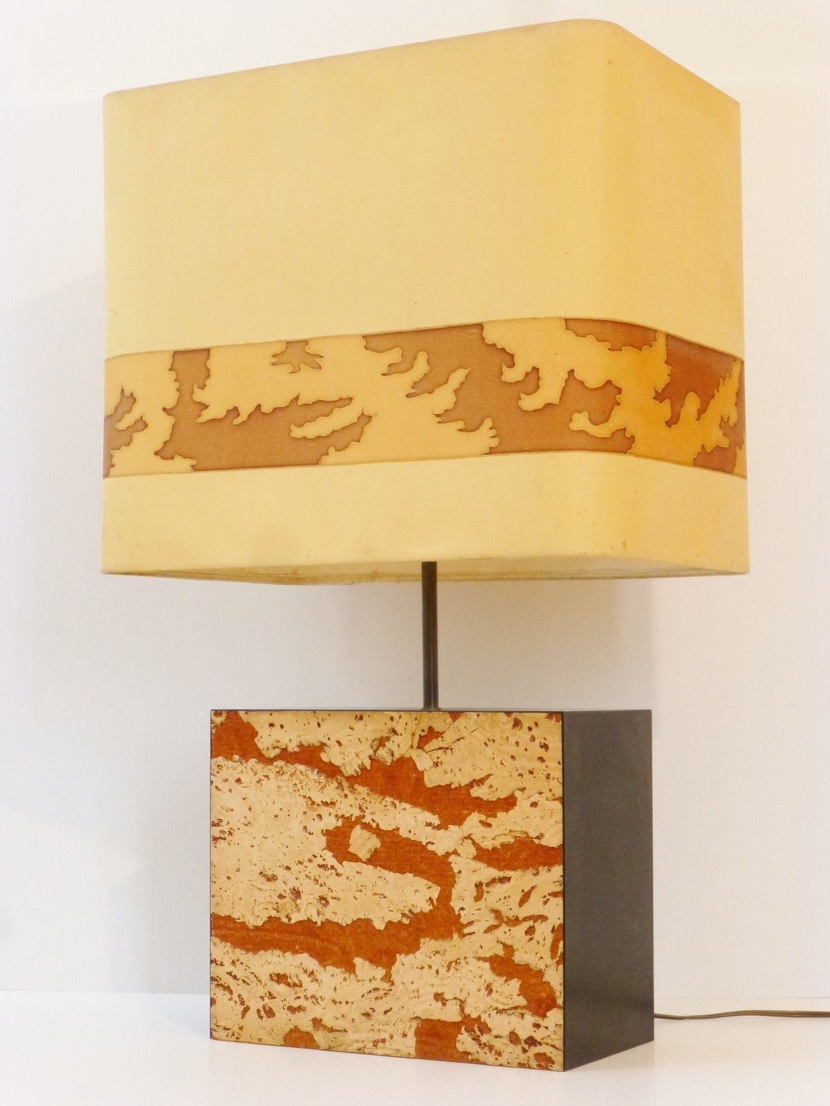 Chic & Important Lampe D'ambiance Pied En Liege 1970 Vintage 70s Cork Lamp