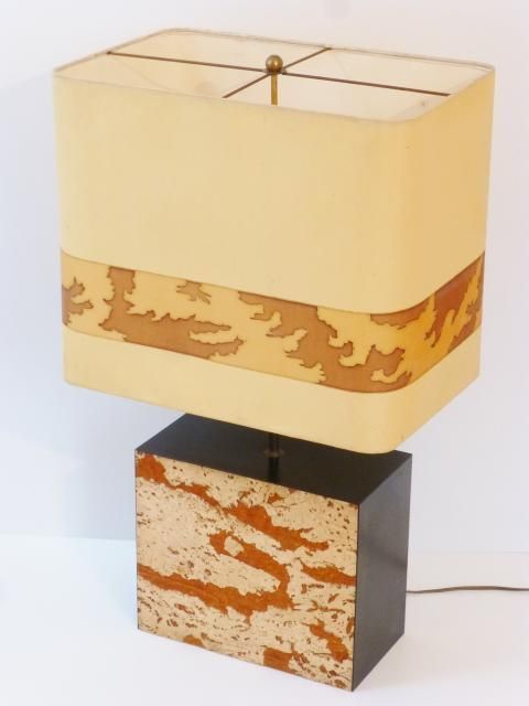Chic & Important Lampe D'ambiance Pied En Liege 1970 Vintage 70s Cork Lamp photo buy