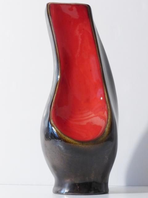 Prachtige Rode En Zwarte Parelmoer Vaas – Vintage Frans Keramiek, Ca. Jaren 1950–1960 photo furniture