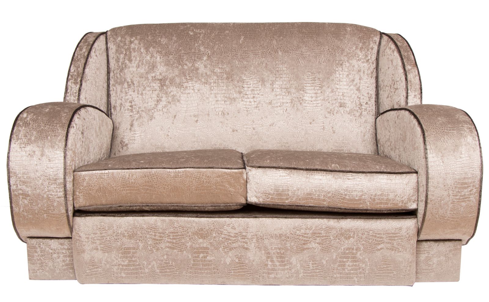 British Art Deco Sofa Newly Upholstered In A Silver Snakeskin Style Fabric