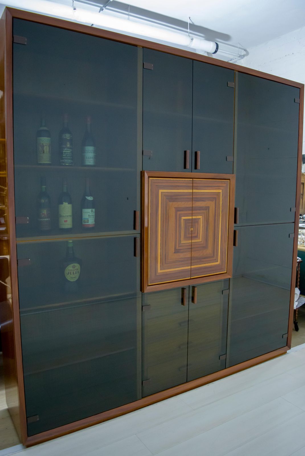 Signed Luciano Frigerio Rare Italian Inlaid Bar Cabinet "Paganini", 1975s photo buy