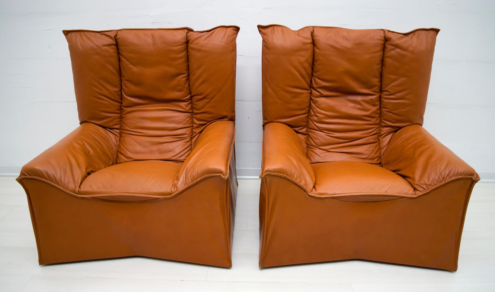 Pair Of Mid Century Modern Italian Real Leather Armchairs By Cinova, 1964s photo furniture