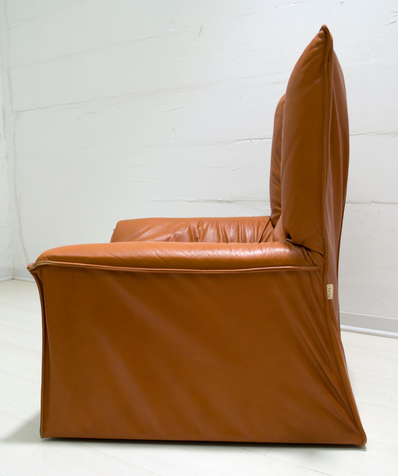 photo for sale Pair Of Mid Century Modern Italian Real Leather Armchairs By Cinova, 1964s