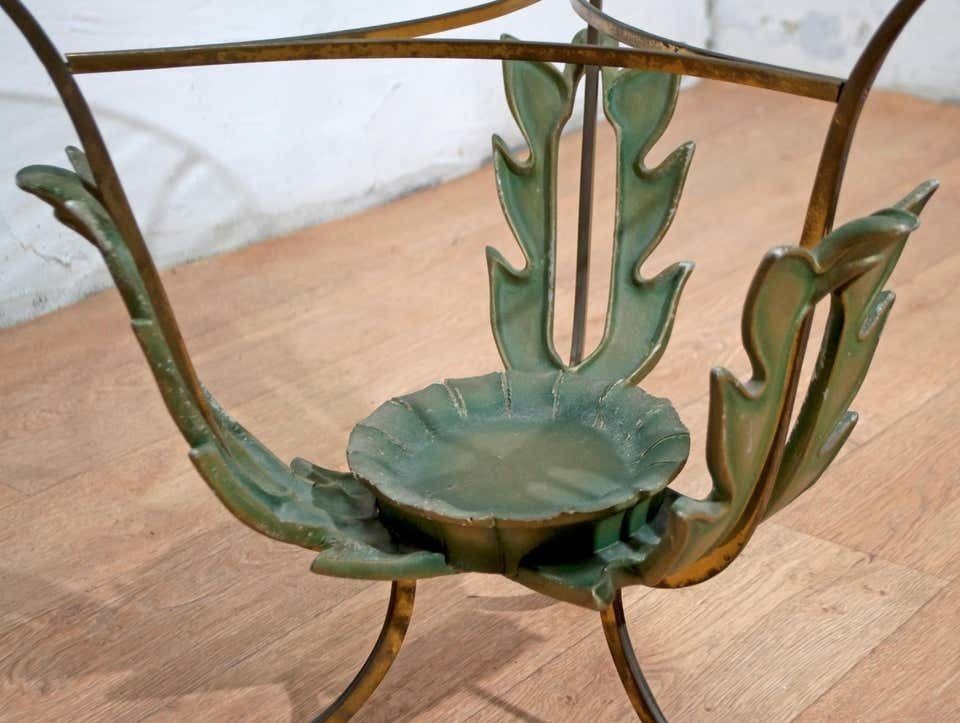 Pierluigi Colli Midcentury Italian Brass And Wood Coffee Table, 1950s photo vintage