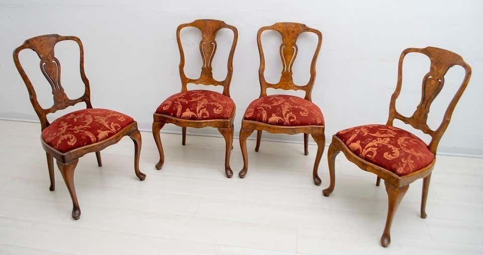 Walnut Dutch Chairs Of The 20th Century With Maple Wood Inlays, Netherlands photo for sale
