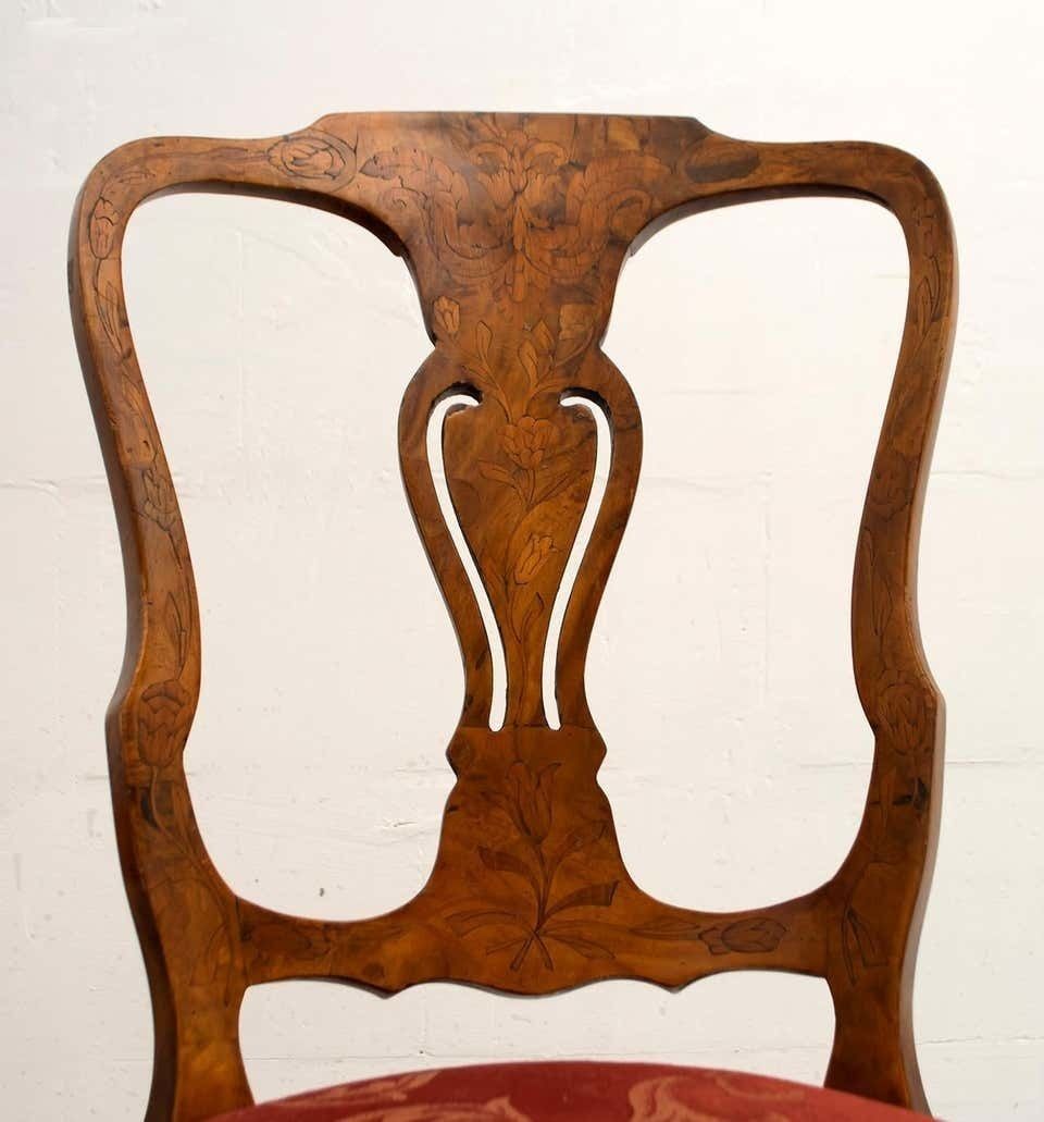 photo for sale Walnut Dutch Chairs Of The 20th Century With Maple Wood Inlays, Netherlands